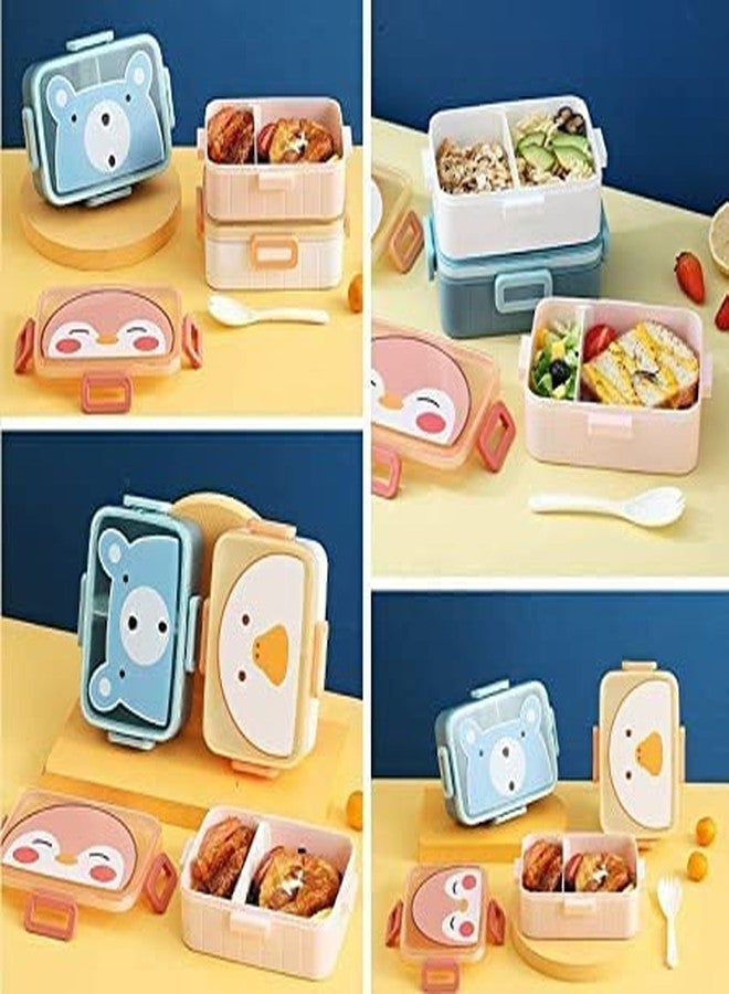 Shivaaro Lunch Box 2 Compartment Lunch Boxes Reusable Microwave Freezer Safe Food Containers for Adults and Kids (Multicolor) - Image 3